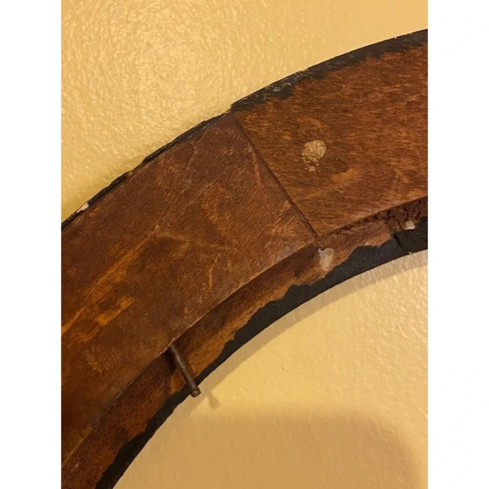 Antique Victorian Oval Wood Picture Frame Faux Bois Beaded Inner Liner Brown